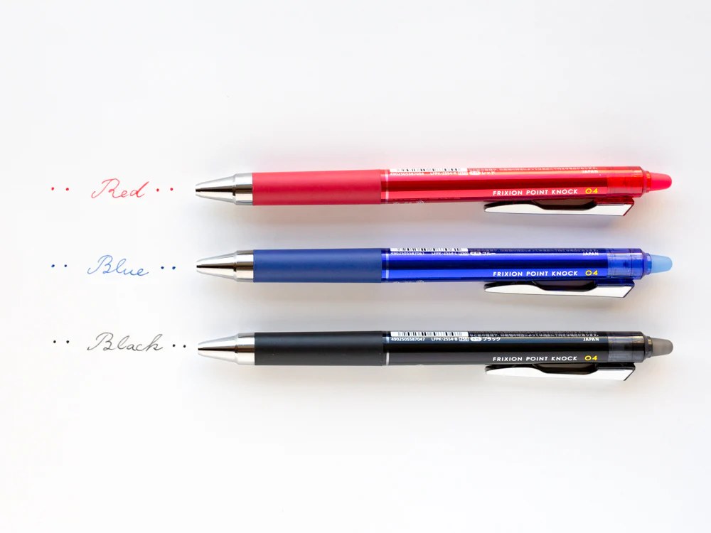 Set 3 Lapiceros Borrables Pilot Frixion 0.4mm Negro Rojo Azul