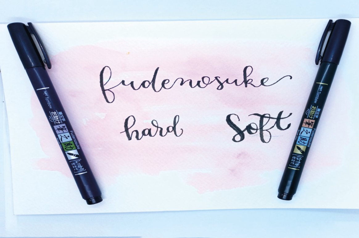Tombow Fudenosuke Punta Dura y Blanda Negro - Kit Lettering